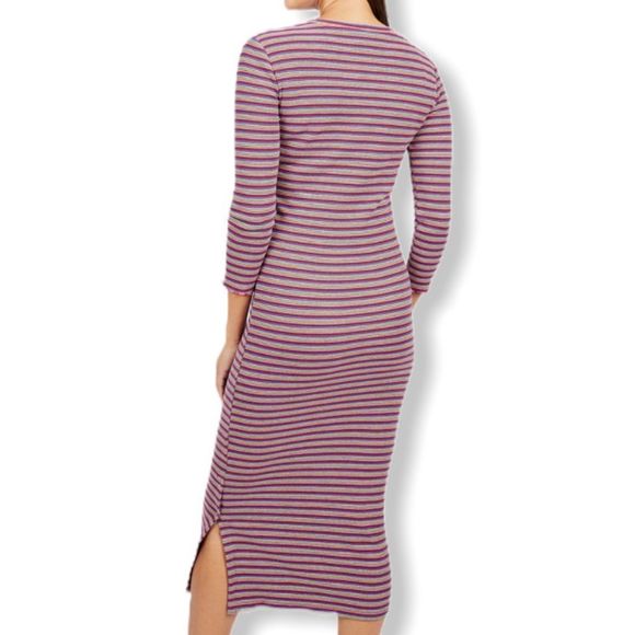 Juicy Couture Thermal Rainbow Striped Bodycon Midi Dress - Picture 4 of 15